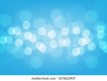 Abstract white bokeh blur on blue background vector illustration.