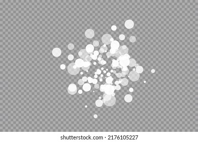 Abstract white bokeh effect explosion on transparent background.