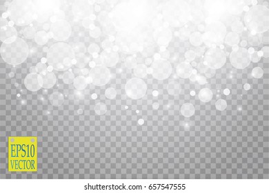 Abstract white bokeh effect explosion with sparks modern design. Glow star burst or firework light effect. Sparkles light vector transparent background. Christmas Concept. Flicker magic effect