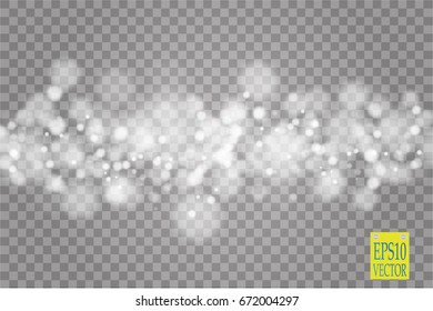 Abstract white bokeh effect explosion with sparks modern design. Glow star burst or firework light effect. Sparkles light vector transparent background. Christmas Concept. Flicker magic effect