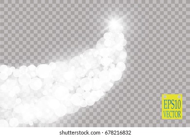 Abstract white bokeh effect explosion with sparks modern design. Glow star burst or firework light effect. Sparkles light vector transparent background. Christmas Concept. Flicker magic effect