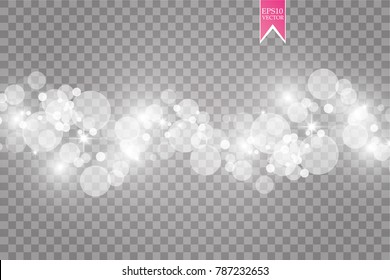 Abstract white bokeh effect explosion with sparks modern design. Glow star burst or firework light effect. Sparkles light vector transparent background. Christmas Concept. Flicker magic effect
