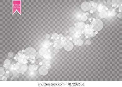 Abstract white bokeh effect explosion with sparks modern design. Glow star burst or firework light effect. Sparkles light vector transparent background. Christmas Concept. Flicker magic effect
