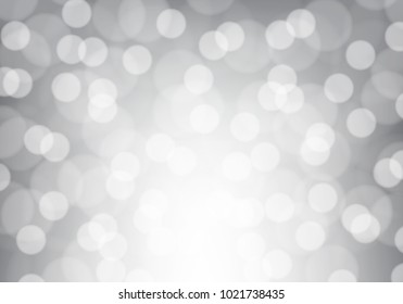 Abstract white bokeh light blur on gray luxury background vector illustration.