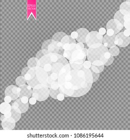 Abstract white bokeh light effect explosion sparks modern design. Glow star burst blur defocused. Sparkles light vector transparent background. Christmas Concept. Flicker magic effect