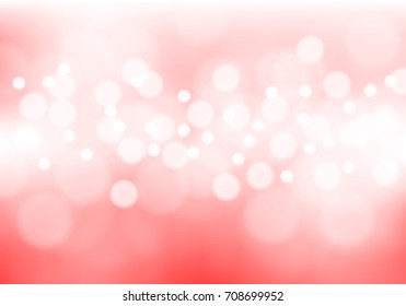 Abstract white bokeh light on soft red background vector illustration.
