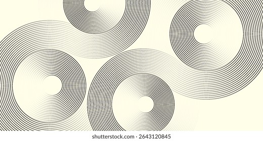 Abstract white bone background with circle lines. Geometric line design.