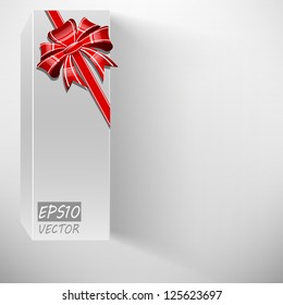 Abstract white box, bow and ribbon - vector illustration