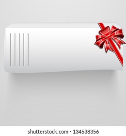 Abstract white box, bow and ribbon - vector illustration