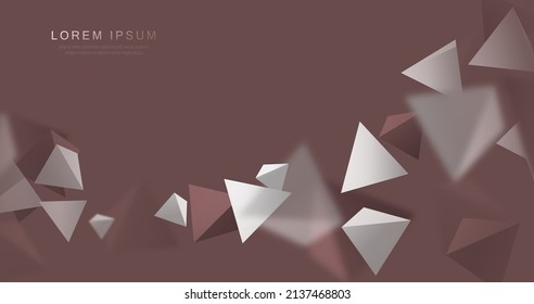 Abstract white and brown polygonal chaotic particles background. Pyramids with space. Vector illustration
