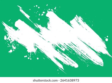 Abstract white brush strokes on a green background creating a modern design element suitable for various creative applications