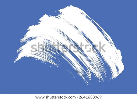 Abstract white brushstroke on blue background artistic design for graphic elements and decorative purposes