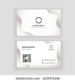 Abstract white business card or visiting card design in front and back view.