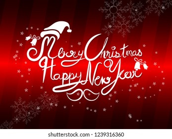 Abstract white characters celebrate Christmas and Happy new year Is on a red background vector