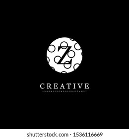 abstract white circle with circles pattern Z logo letter isolated on black background design concept. vector illustration.
