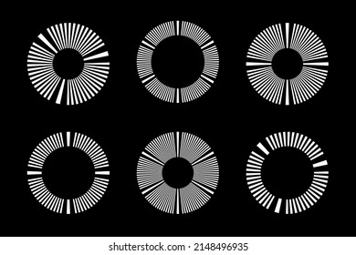 Abstract white circle design elements on black background. Vector art.