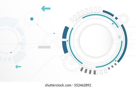 Abstract White Circle Digital Technology Background, Futuristic Structure Elements Concept Background Design