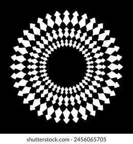 Abstract White Circle Abstract Frame On Black Background. Vector Illustration. Minimal Style. Technology Decoration. Element