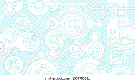 Abstract White Circle futuristic elements digital technology background with Blue colour outline, futuristic structure elements concept background design.