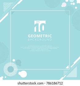 Abstract white circle geometric pattern design on blue mint color background with copy space. Use for modern design, cover, poster, template, decorated, brochure, flyer.