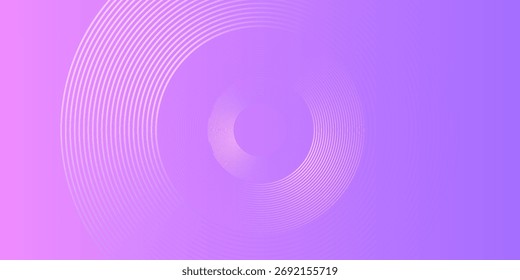 Abstract white circle lines on pink and purple gradient background.