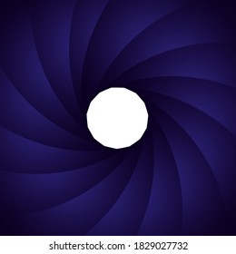 Abstract white circle on blue spiral background.