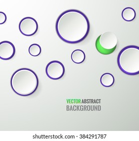abstract white circle round bubbles on light grey background. bright colored infographic web design, icon elements.