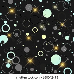 Abstract white circle seamless background with stars. Seamless Circle Pattern. Minimalistic Fashion Wallpaper
