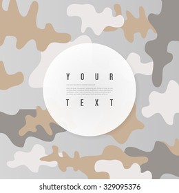 Abstract white circle text bubble with camouflage pattern background 
Eps 10 stock vector illustration