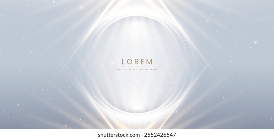 Abstract white circles lines on grey background. with lighting effect sparkle. Frame circle for product design. Vector illustration