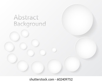 Abstract white  circles on white and gray background
