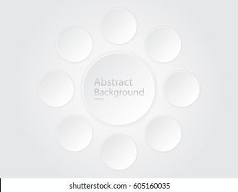 Abstract white  circles on white and gray background