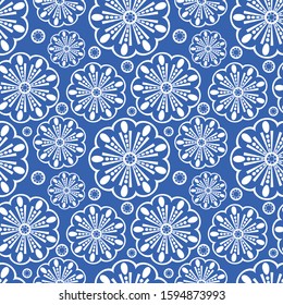 Abstract white circular pattern on classic blue background