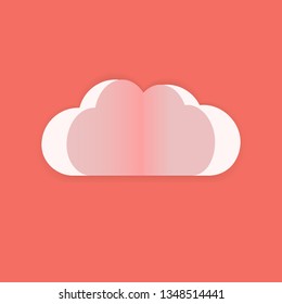 Abstract white cloud isolated on coral background. Vector illustration