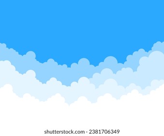 Abstract white cloud on blue sky. Border of clouds. Vector stock illustration