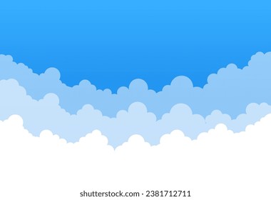 Abstract white cloud on blue sky. Border of clouds. Vector stock illustration