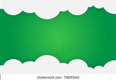 Abstract white cloud on green background with space for text. Vector illustration