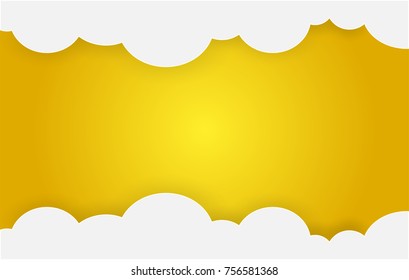 Abstract white cloud on yellow background with space for text. Vector illustration