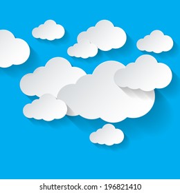 Abstract white clouds pn blue sky background. Cloud computing