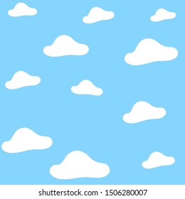 Abstract white cloudy set isolated on blue background. Vector illustration

