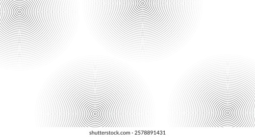 Abstract white color horizontal banner background with white circle lines. Geometric stripe line art design. Modern white lines. Futuristic technology