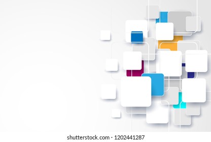 Abstract white and colorful square background