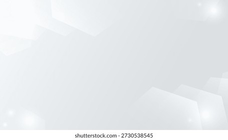 Abstract white copy space background decorated with gray dynamic geometric shape and lights. Vector illustration