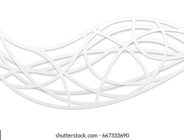 Abstract white corporate wavy pattern background. Curved paper lines modern vector design