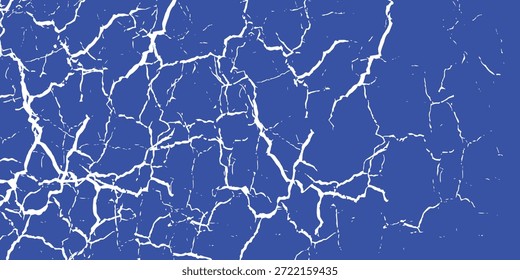 Abstraktes weiß geknacktes Erdmuster auf lebendigem, royalblauem Hintergrund, Vektorgrafik.