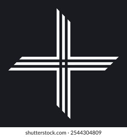 Abstrato logotipo cruz branca isolado em um fundo preto