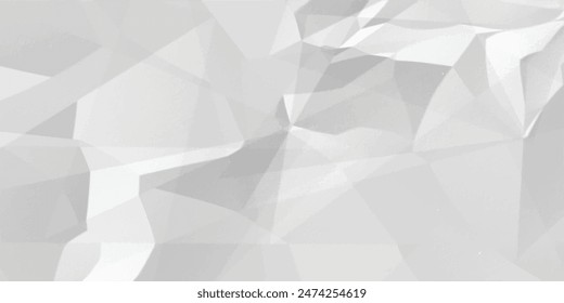 Abstract white crumpled paper texture background, White empty leaf of crumpled paper. Vector illustration