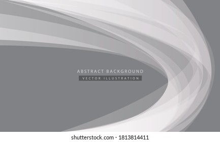 Abstract white curve on grey design modern futuristic background vector illustration.