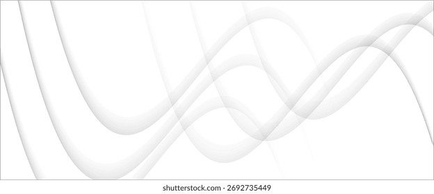 Ondas de curva blanca Abstractas: Cintas grises suaves para un diseño de fondo minimalista moderno. Ilustración vectorial eps10