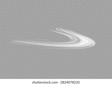 Abstract white curved light swoosh motion effect isolated on with abstract transparent velocity movement artistic radiance decoration conceptual lightbeam